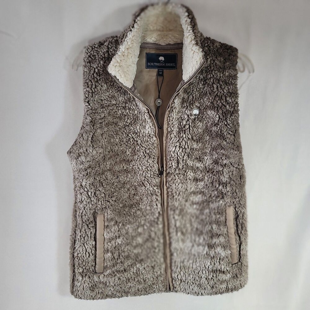 The Southern Shirt Company Heathered Zip Ultra Plush Sherpa Vest Women's Medium